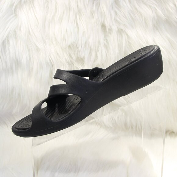 Crocs Womens Shoes Patricia Wedge Slip On Slide Comfort Sandals Black Size 10 - Picture 2 of 10